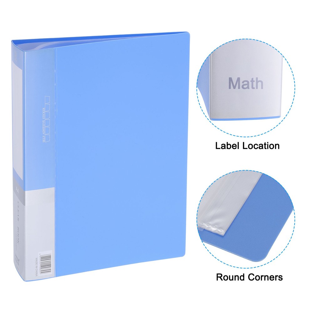 11.6 x 8.3'' Binder with Plastic Sleeve, 80 Pages Sheet Protector, Light Blue