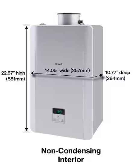 Rinnai RE160IP Internal Tankless Water Heater 160k Btu 6.6 gpm max PROPANE