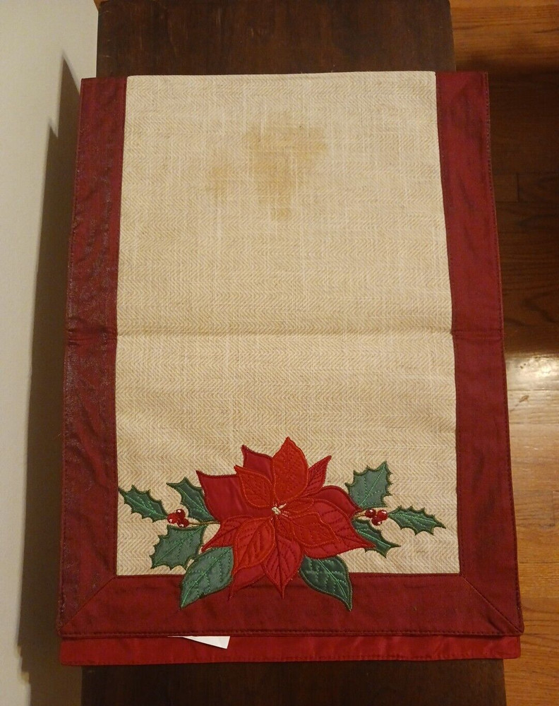 2 New Table Runners~Christmas Poinsettia~~St Nicholas Rectangular