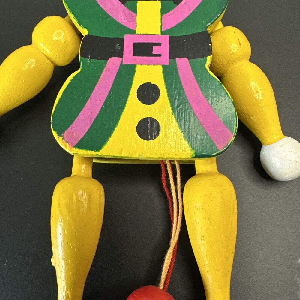 Austrian-Style Pull String Puppet Christmas VTG Wooden Policeman Yellow