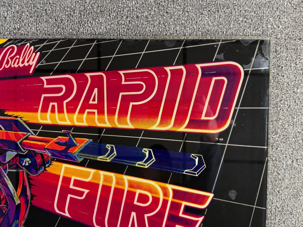 Bally Rapid Fire Pinball Machine Gun Shooting Game Backglass ORIGINAL