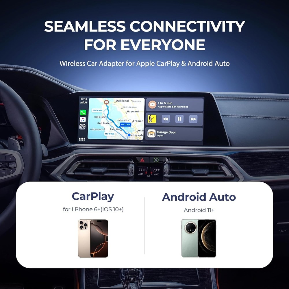 Wireless CarPlay/Android Auto Adapter 2 in 1 - Converts Wired Carplay & Android