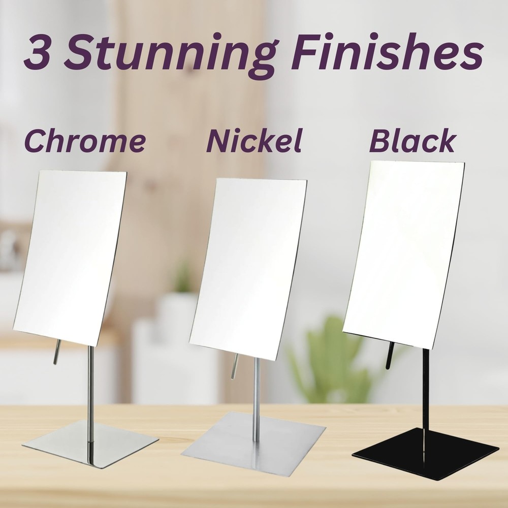 JERDON Rectangular Tabletop Makeup Mirror - Makeup Mirror with 3X Magnificati...