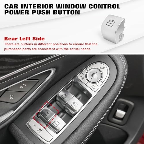Silver Car Window Control Power Push Window Lift Switch Button Cover Rear Left