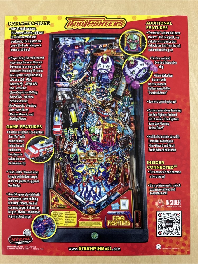 Stern Foo Fighters Premium Pinball Flyer
