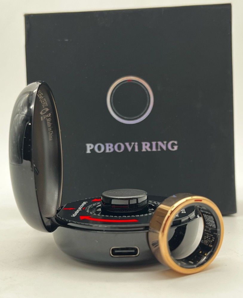 Pobovi Smart Ring, 6 Days Lasting Battery, Gold Size 7