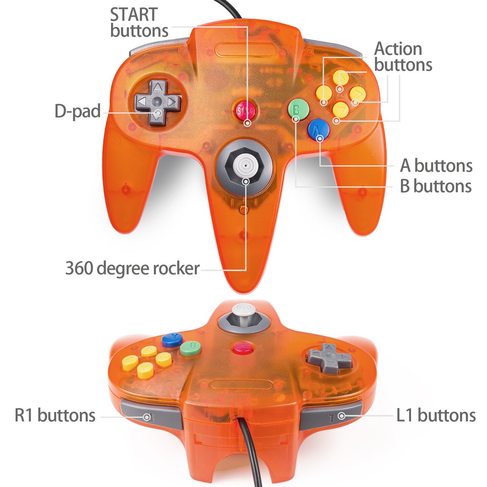 N64 USB Controller Gamepad Joystick Joypad for Windows PC MAC Linux Raspberry Pi