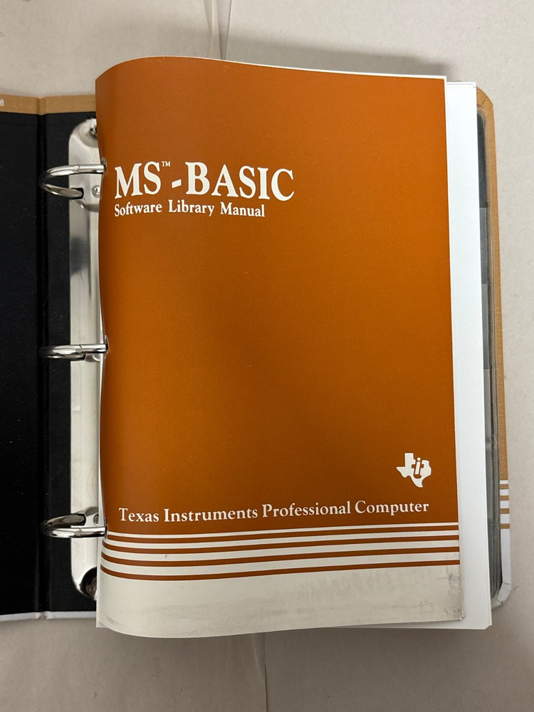 MS-BASIC Ver 1.21 Texas Instruments Software & Manual VTG 1983 Microsoft 5.25"