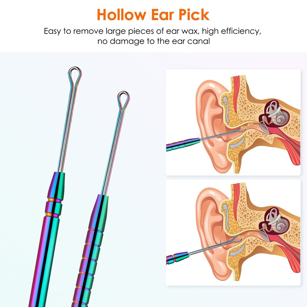 Ear Cleaning Kit,Safe Wax Removal Tool,Earwax Kit,Easy Titanium