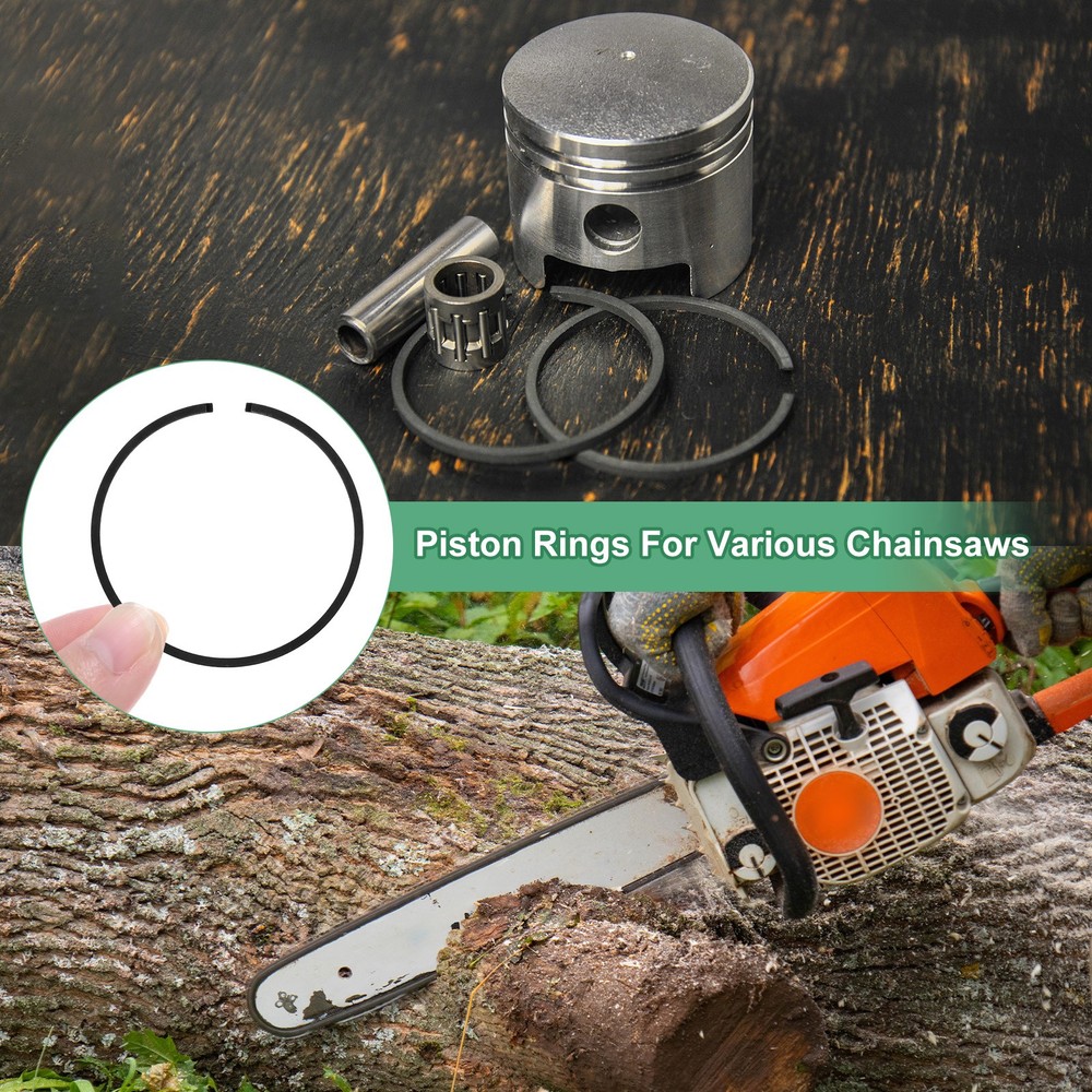 2-Pack Piston Ring Set 46mm x 1.2mm for Chainsaw Replacement [Black]