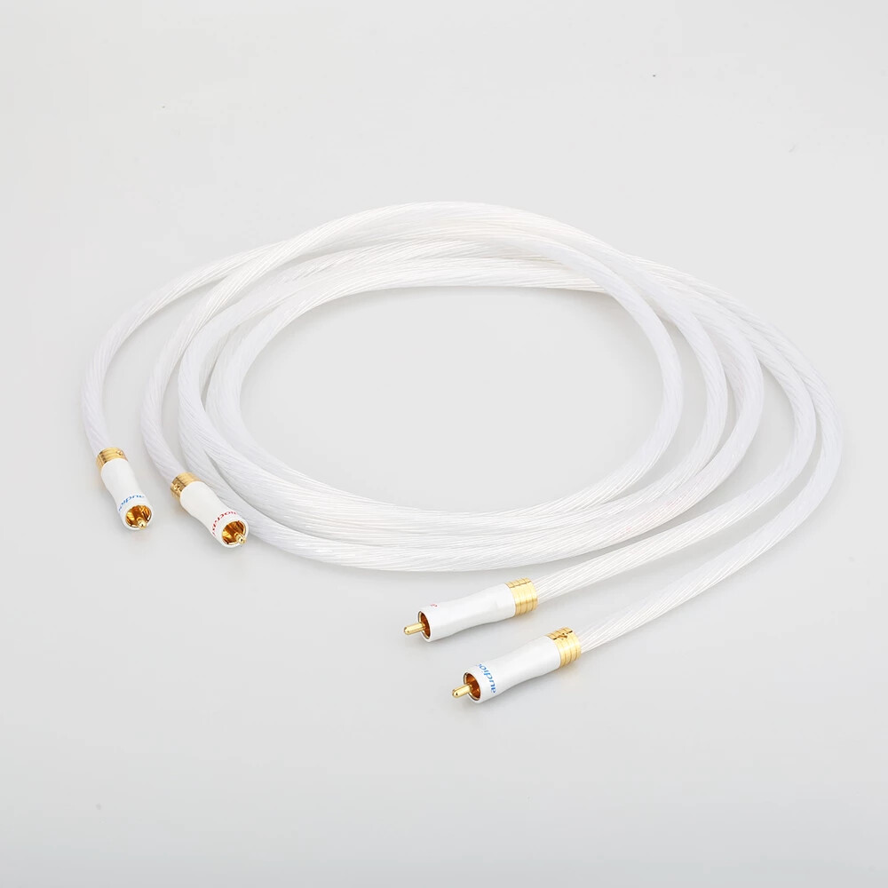 pair 1.5Meter 5N OCC Silver Plated Analog Cable Audio Interconnect Cable,
