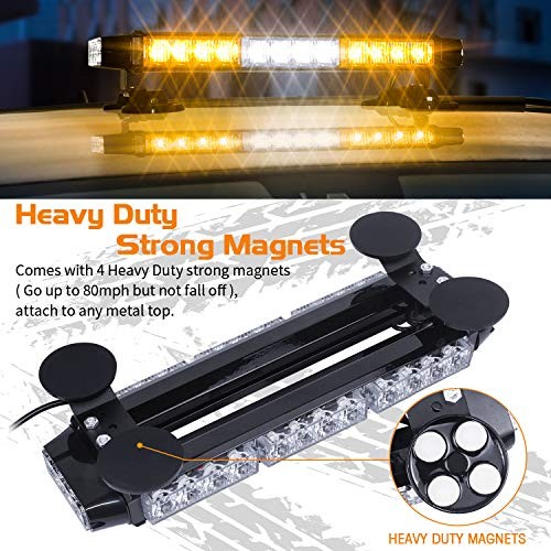 LED Strobe Flashing Light Bar -Double Side 30 LED High Intensity Amber&White