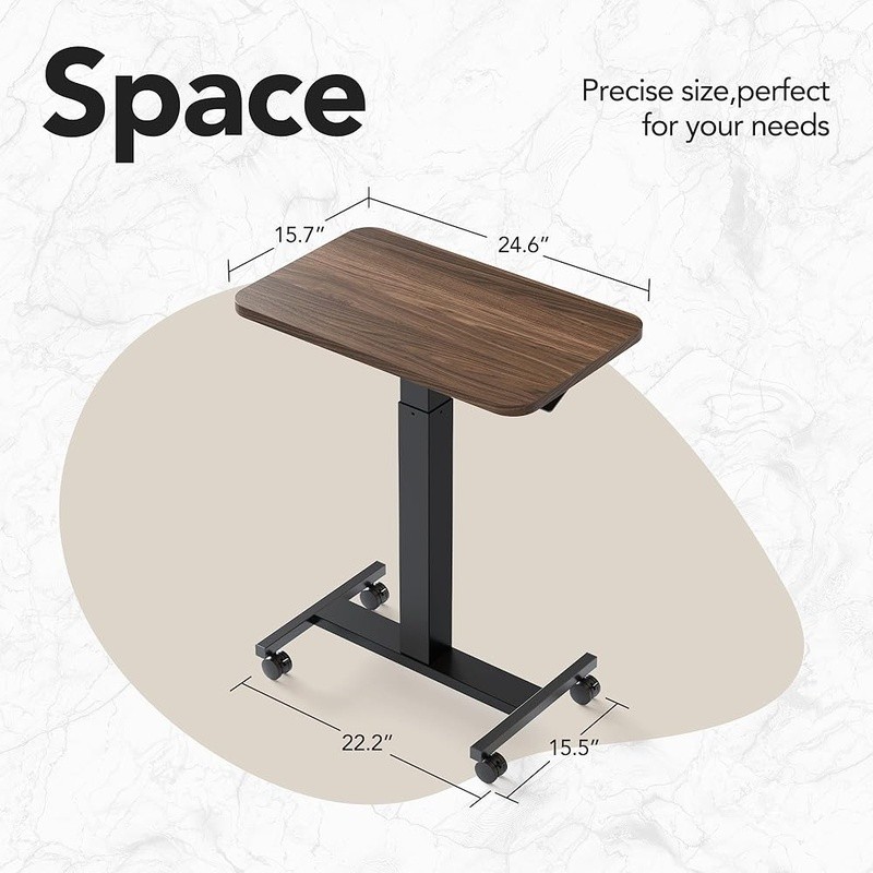 Adjustable Sit Stand Mobile Desk Ergonomic Rolling Table Lockable & Portable New