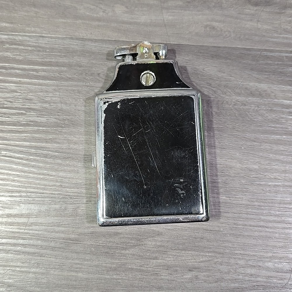 VINTAGE 1940s ART DECO RONSON MASTERCASE LIGHTER & CIGARETTE CASE BLACK Untested