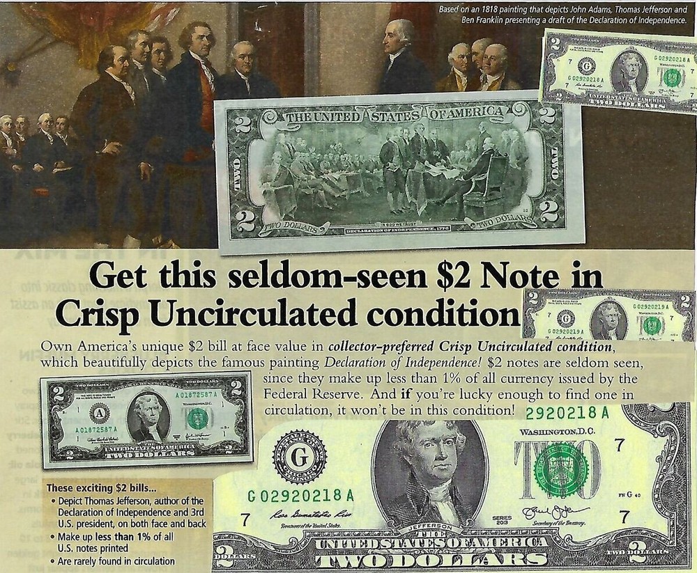 Set a Five Rare $2 Bill's—Series 2017 A —Uncirculated
