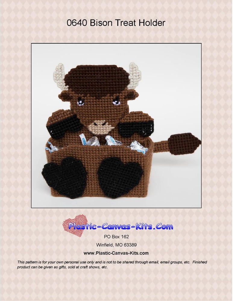 Bison/Buffalo Treat Holder- Plastic Canvas Pattern or Kit