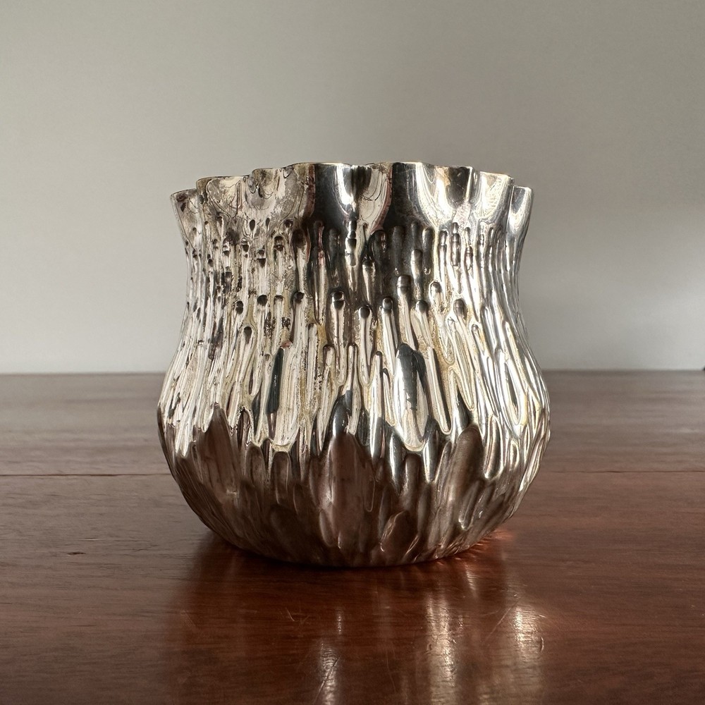 Antique Silver Plated Bark Effect Pot Bowl William Hutton & Son Victorian