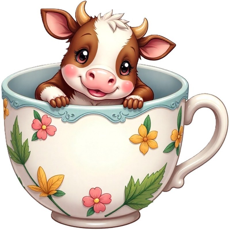 30 Custom Little Coffee Cup Cow Personalized Address Labels