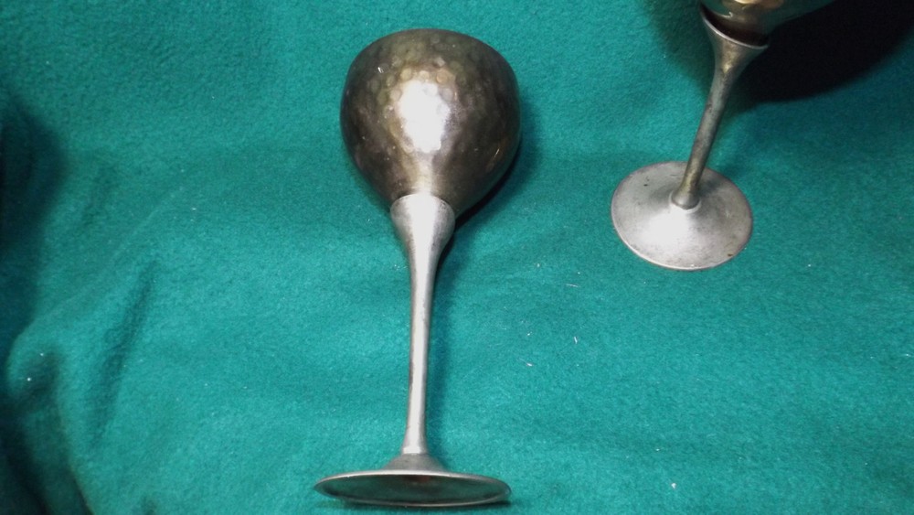 Two Brass and Silver Plated Goblets
