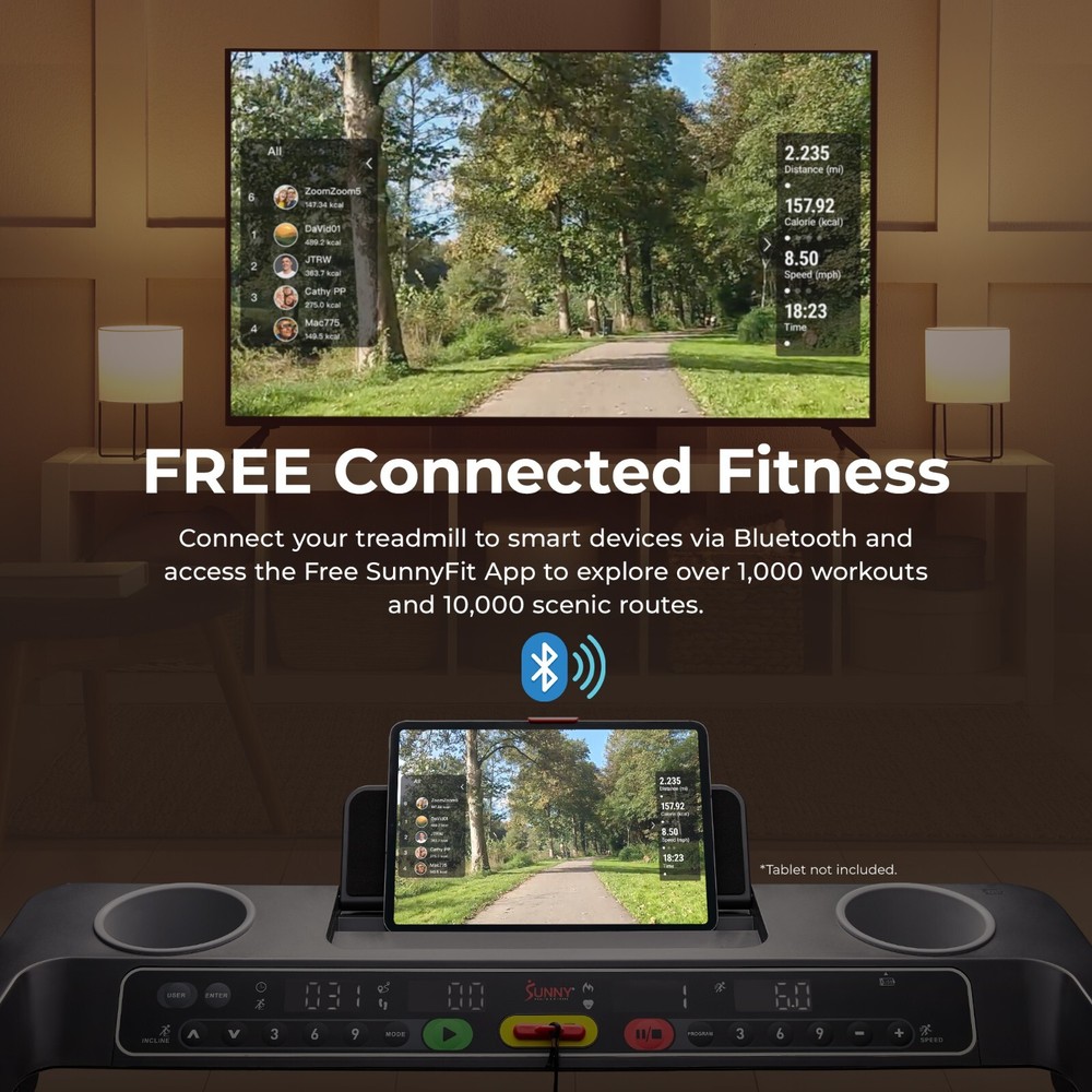 Foldable Treadmill Fully Assembled One Click Quick Button Auto Incline 20" Deck