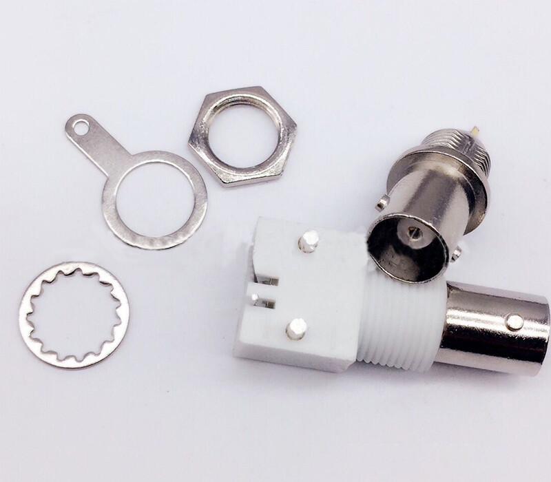 10pcs Board PCB Mount Right Angle BNC Female With Nut bulkhead Connector White