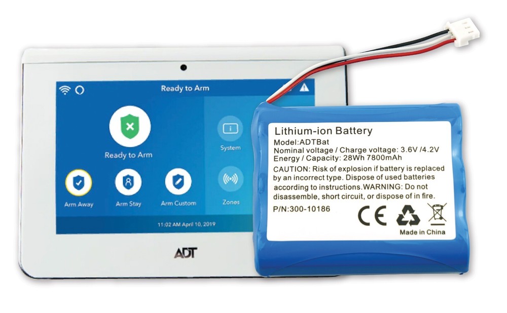 Replacement Battery 300-10186 for ADT Command Alarm Security Panel ADT5AIO 2X16