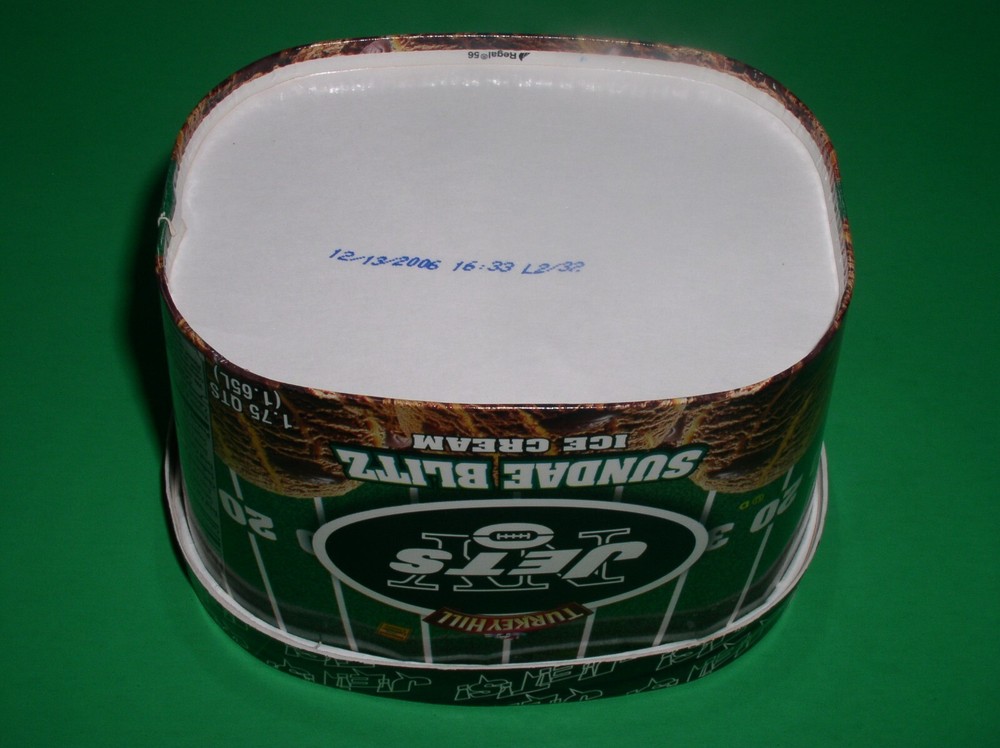 NY JETS Turkey Hill Sundae Blitz Ice Cream "EMPTY" Container Nice Display Piece!