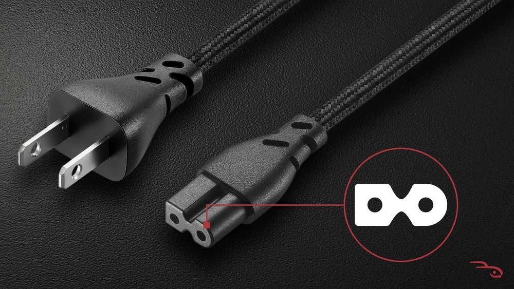 Rocketfish- 8 ft. Polarized Braided Power Cord - Black