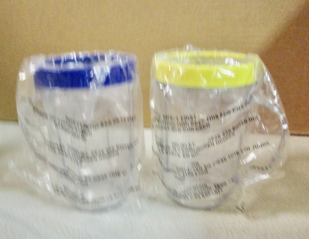 2 Magic Bullet Large 16oz Cups w/colored comfort rings (A5)
