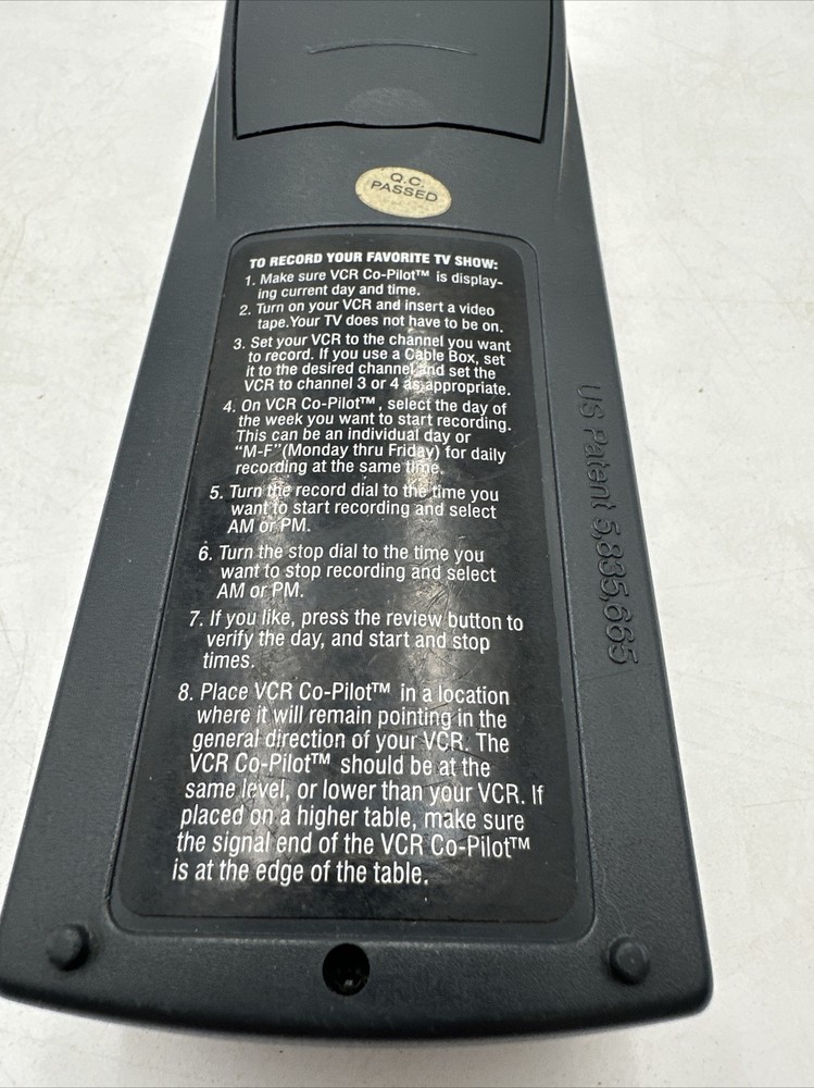 Original VCR Co-Pilot Remote Program & Record VHS Remote Control Tested Works!