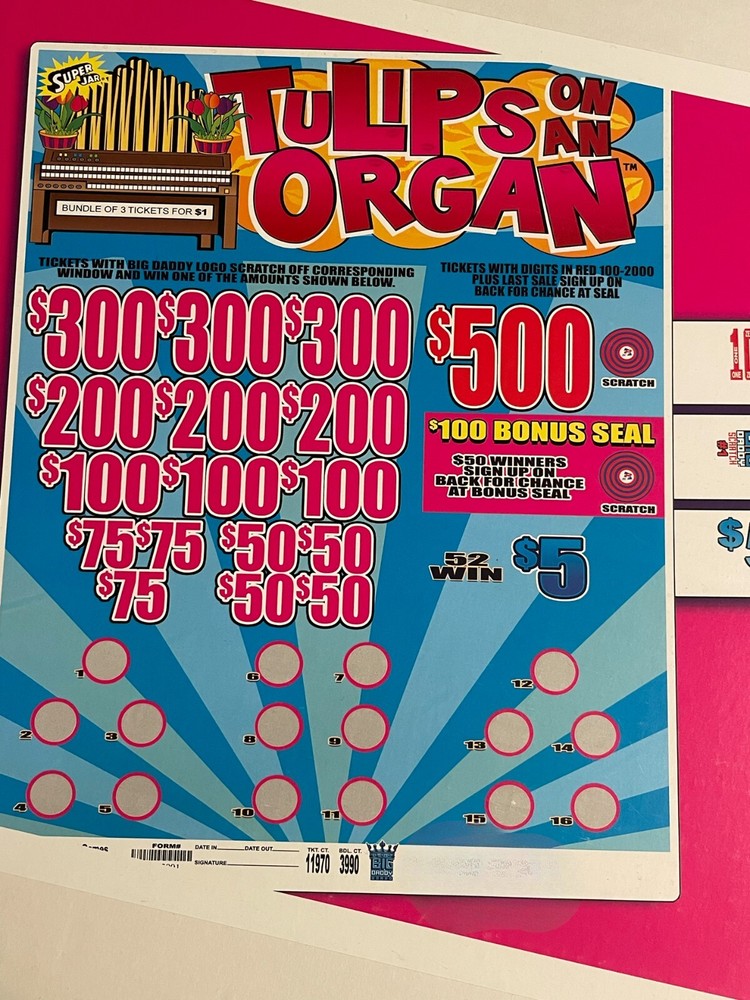 Jar Pull Tabs Game - Big Daddy board - Tulips on an Organ