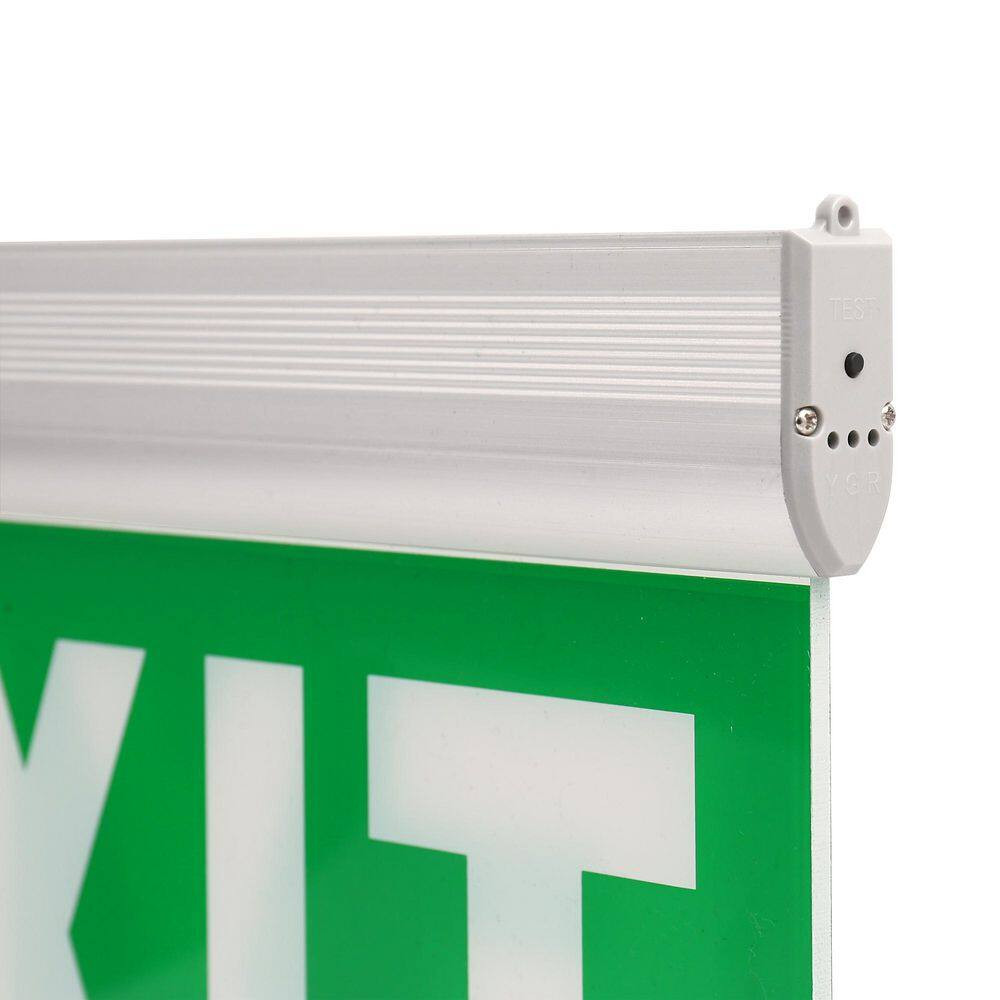 3-Watt Green LED Edge Lit Exit Sign, Single Sided Emergency Exit Light with Brus