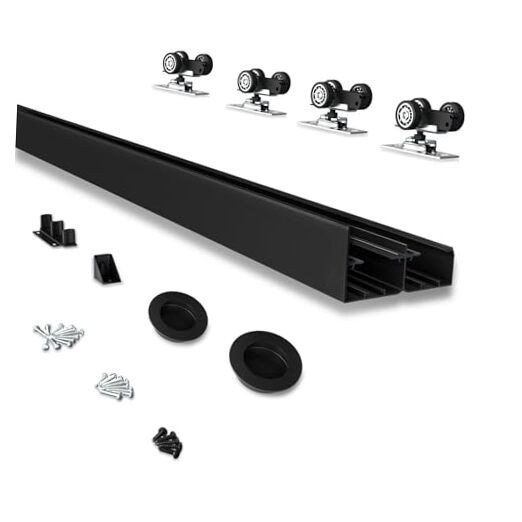 Heavy Duty Bypass Door Hardware with Finger Pulls,Sturdy Aluminum Sliding 4FT