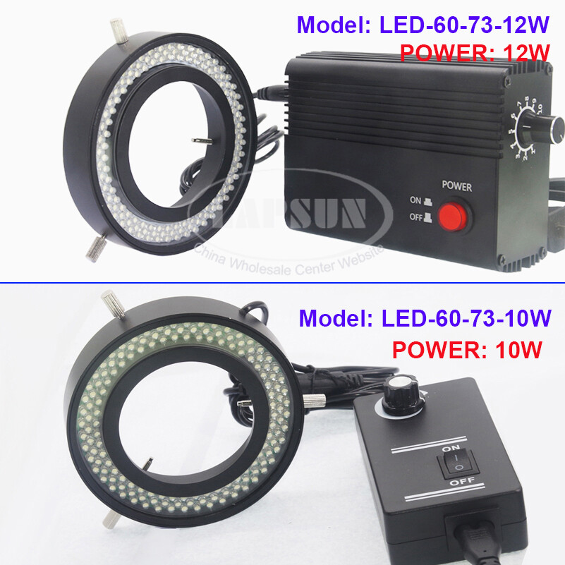 10W/12W 144 LED Ring Light 73mm Illuminator Lamp For Industry Microscope Camera