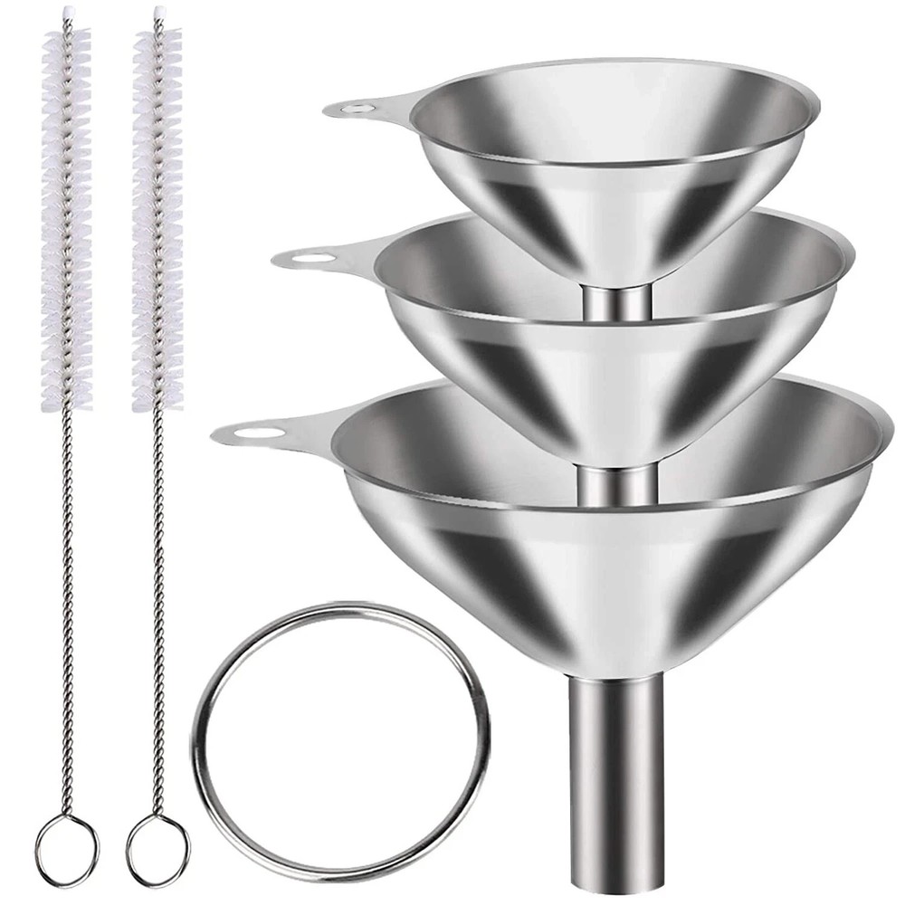 6 Pcs Stainless Steel Mini Funnels for Kitchen Use Large Tiny Small Funnel Set 3