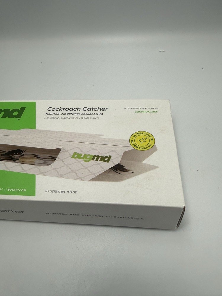 BugMD Cockroach Catcher Traps 12 Pack w/ Bait Tablets Indoor Roach Trap NEW