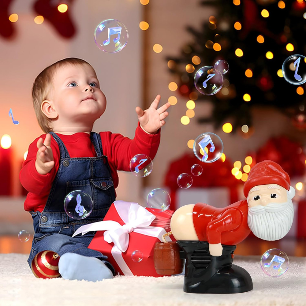 Funny Santa Bubble Butt Machine Toy Automatic Bubble Blower + Music Light Gift