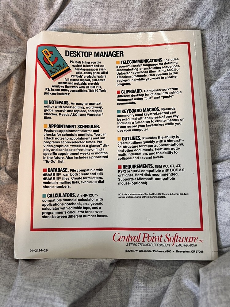 PC tools desktop Manager central Point Software IBM Book 1989