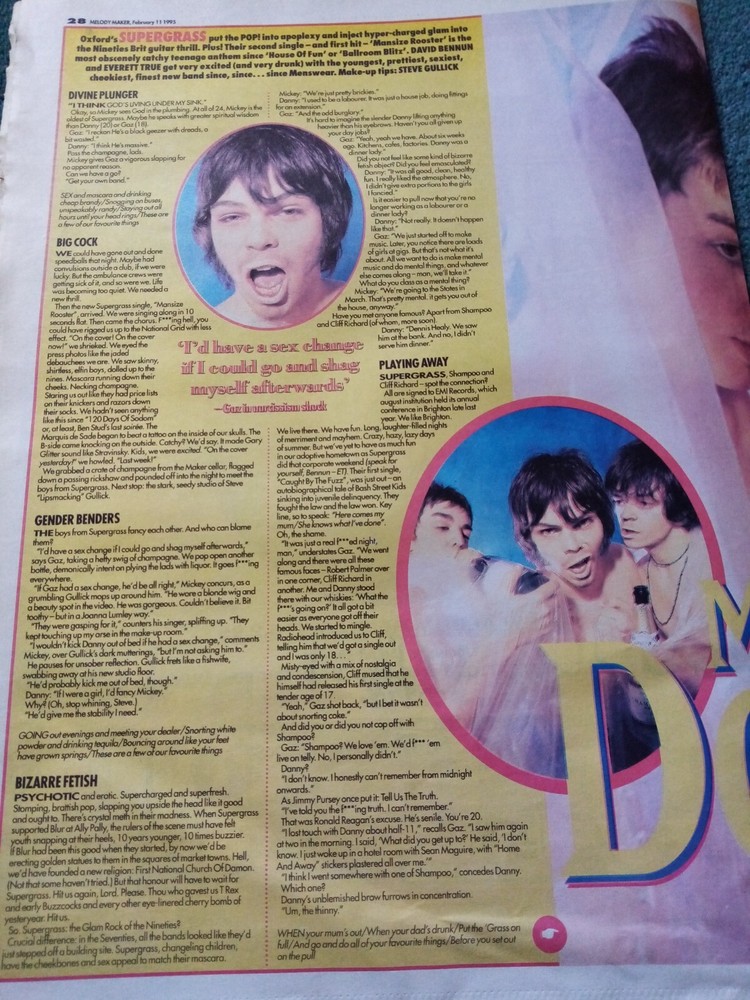ZZ4  Ephemera 1995 music article supergrass