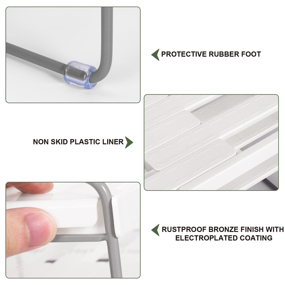 2 Pack Expandable Kitchen Wrap Organizer Rack, Height & Width Adjustable Alum...