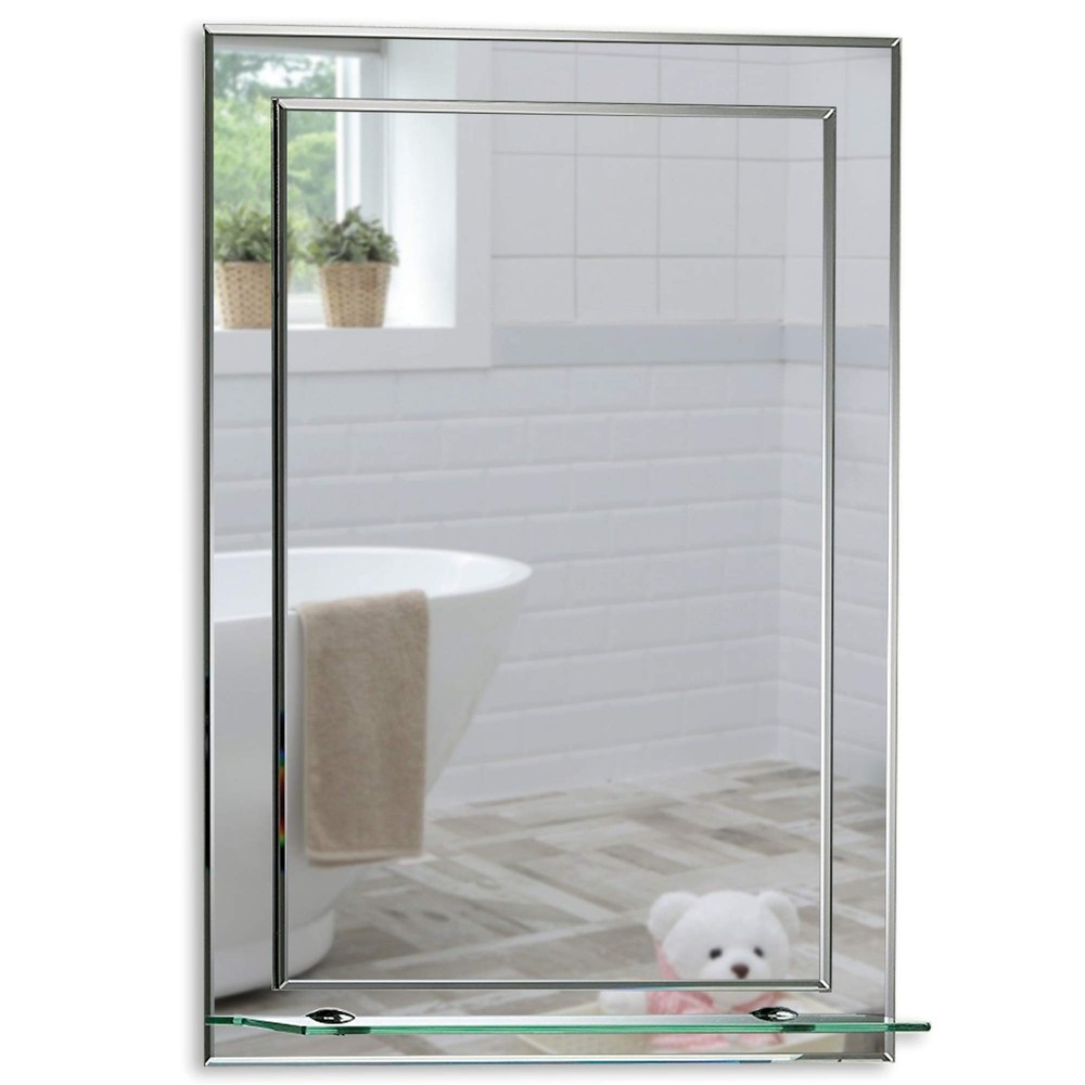 Mood Rectangular Bathroom Mirror with Shelf, (17 x 24 inch) Wall Mounted & Do...