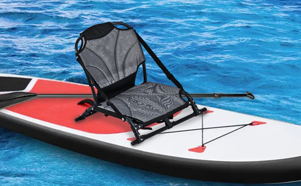 Folding Kayak Seat Adjustable Breathable w/ Back Support for Inflatable Kayak
