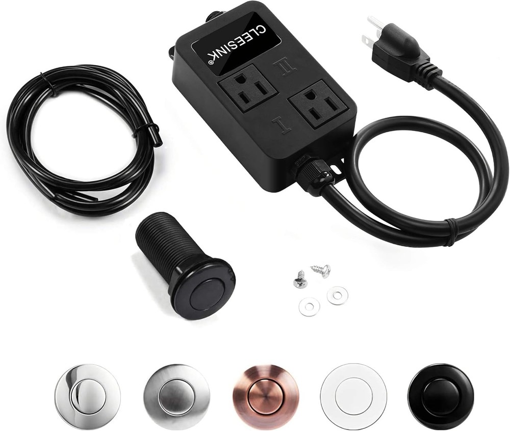 Garbage Disposal Air Switch Kit Dual Outlet Black