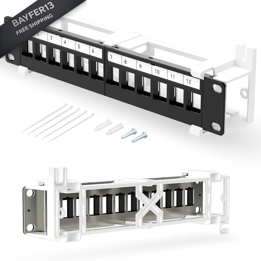Enmane 12 Port Blank Keystone Patch Panel Wall Panel, 1u12Port