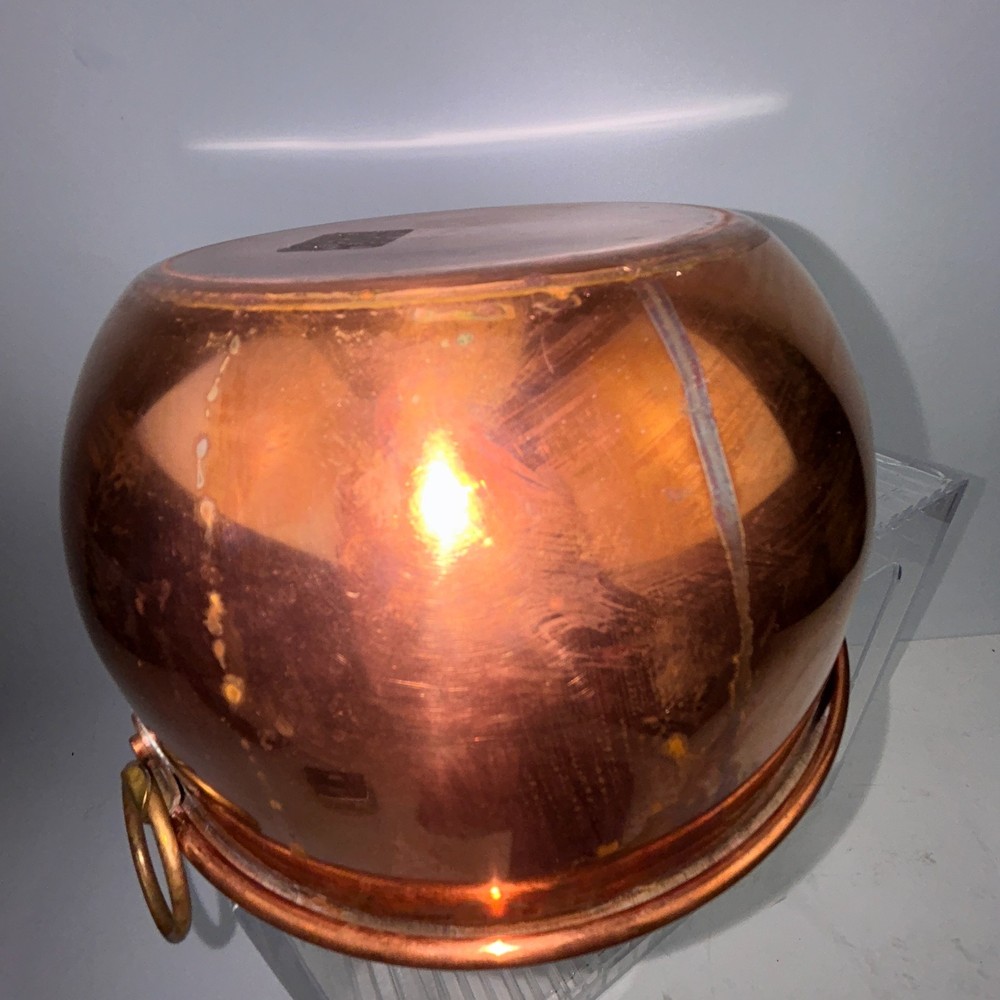 8" Copper Craft Guild Mixing Bowl, Brass Ring 4" Deep Cottagecore Baking Flat