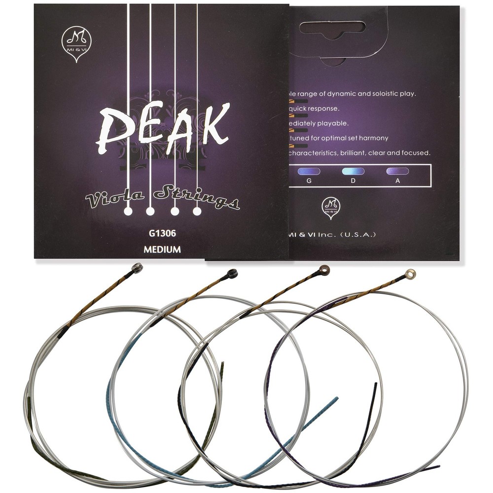 PEAK Viola Strings 16.5" - Synthetic Core Pure Silver Ball-End