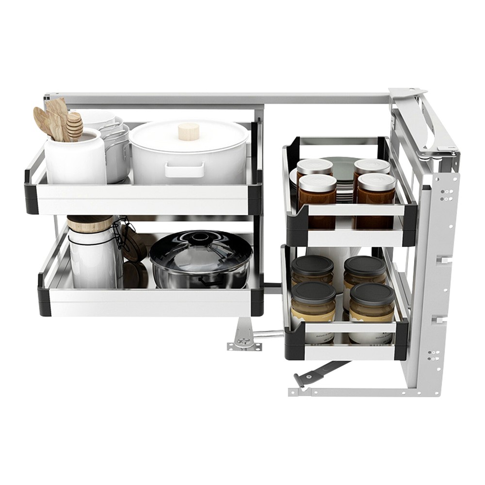 2-Tier Blind Corner Cabinet Pull Out Soft Close Cup Dishes Basket Organizer Rack