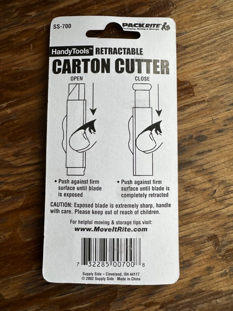 retractable box cutter NIB handy packrite