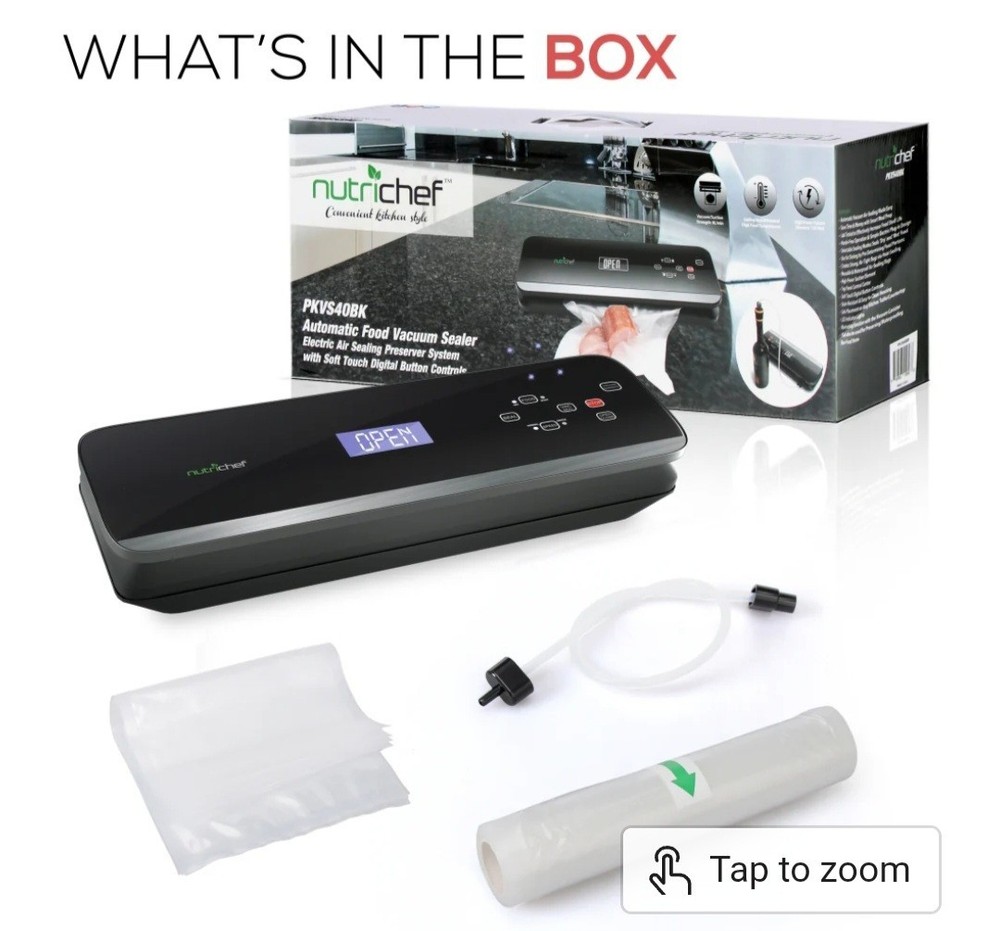 NutriChef PKVS40BK  Automatic Vacuum Sealer w/Digital Button Controls New