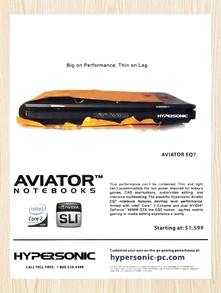 2008 Hypersonic Aviator Notebooks Original Advertisement v2